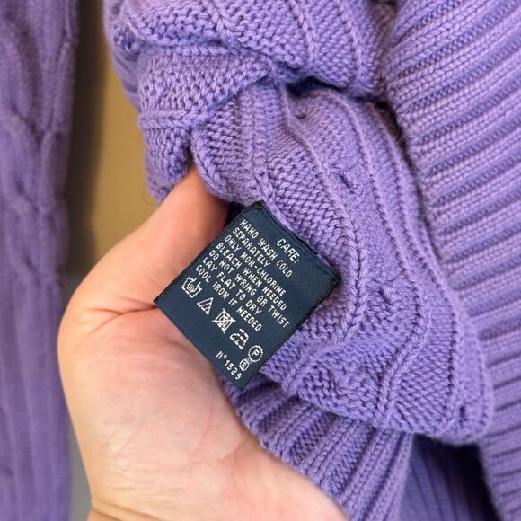 Ralph Lauren Cable Knit Sweater Purple Large - Picture 7 of 7